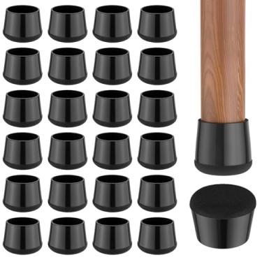 Imagem de yomanta 24 Protetores De Piso Silicone E Feltro Para Pernas Cadeira, Pisos Madeira - Almofadas, Capas/Copos Móveis, Antirruído À Prova Arranhões, Redondos (Serve Em 1 3/16"-1 6/16" / 30-35 Mm), Pret