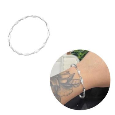Imagem de Bracelete Feminino Torcido Prata Legítima 925 5mm Pulseira - Morganitt
