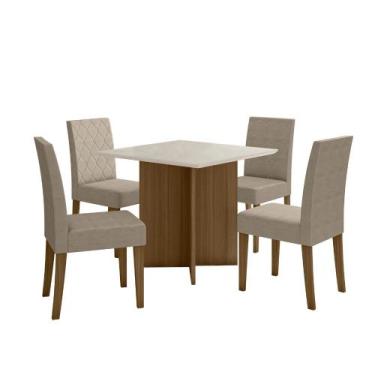 Imagem de Sala de Jantar Helo 90x90 Com Vidro 4L Cadeiras Jade Poliman Móveis, C