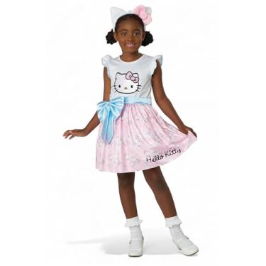 Imagem de Vestido de pôneis pastel Hello Kitty, fantasia infantil, Branco/Rosa, G