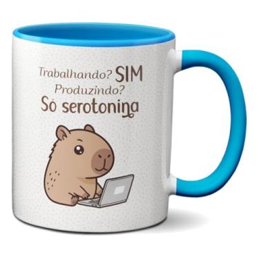 Imagem de Caneca Capivara Trabalhadora Sim Produzindo só Seratonina (Azul)