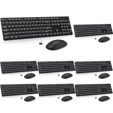 Imagem de Combo de teclado e mouse sem fio, mouse EDJO silencioso para teclado USB sem fio, sem fio, 2,4 GHz, bateria de longa duração, para computador, laptop, PC, Chromebook, Windows (preto, pacote com 8)