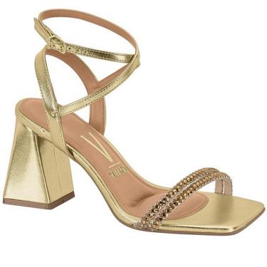 Imagem de Sandalia Feminina Vizzano Salto Médio Metalizado Strass 6464.419