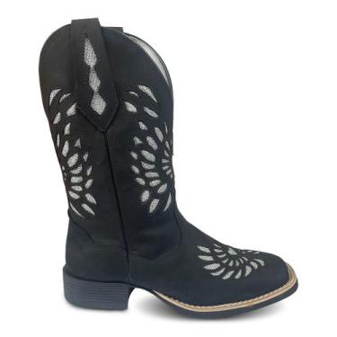 Imagem de Bota Feminina Texana Country Couro Legítimo Paint Horse, Branco, 34