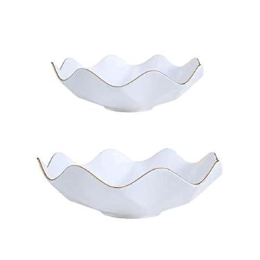 Imagem de SUNESA Fruteira Prato de Frutas Moderno Doméstico Branco Cerâmica Fruteira Decoração Geométrica Criativa Prato Grande de Frutas Sala de Estar Restaurante Mesa Tigela de Doces Cesta de Frutas (Cor: 1)