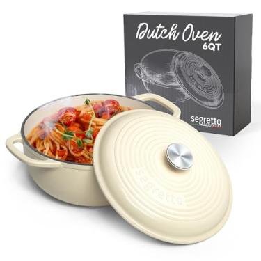 Imagem de Segretto Cookware Forno holandês de ferro fundido esmaltado, 6 litros, branco