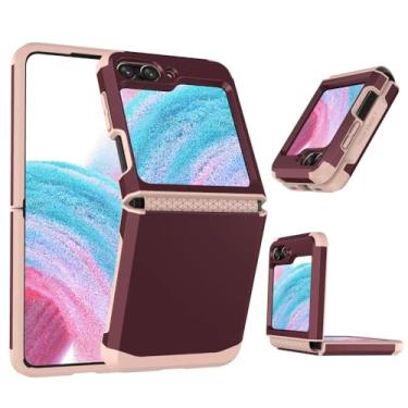 Imagem de Capa de telefone integrada com dobradiça de armadura para Samsung Galaxy Z Flip 5 4 3 Flip5 Flip4 Flip3 5G Capa protetora rígida, cor de vinho, para Galaxy Z Flip 3