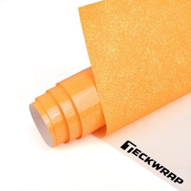 Imagem de TECKWRAP Transferência de calor de vinil HTV com glitter laranja, 30,5 cm x 1,8 m de Halloween purpurina laranja ferro em vinil para camiseta de Halloween, vestuário, bolsa, aparência de roupas DIY