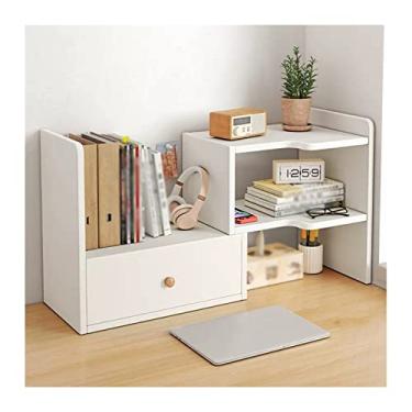 Imagem de Armário de arquivo de canto branco estante de mesa de madeira ajustável organizador de armazenamento de mesa prateleira prateleira independente pequena estante de livros organizadores de suprimentos