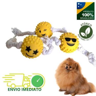 Imagem de Bolinha com corda algodão brinquedo para pet cachorro gato interativa 