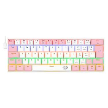 Imagem de Teclado Mecânico Gamer Redragon Lakshmi, Rainbow, Switch Blue, ABNT2, Branco e Rosa - Rosa - Único-Unissex