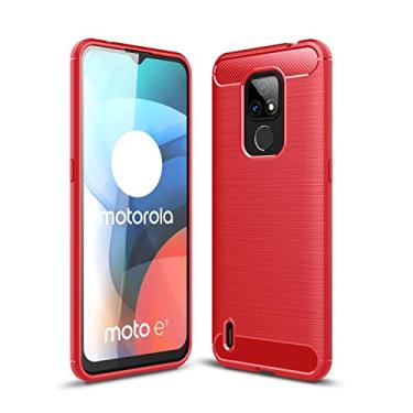 Imagem de WANRI Capa protetora para celular compatível com Motorola Moto E7 2020 capa de TPU à prova de choque à prova de choque capa protetora para celular resistente a quebras resistente a choque (cor: vermelho)