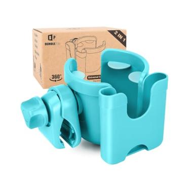 Imagem de Suporte universal de copo para carrinho de bebê com capa de celular, rack de armazenamento 2 em 1, suporte de bebida de rotação de 360 graus para bicicleta, carrinho de bebê, cadeira de rodas,