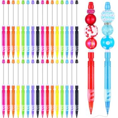 Imagem de Dinifee Lapiseira com contas mini lapiseiras para desenho, lápis de desenho, pequeno lápis mecânico com protetor de mão de silicone para escrever, desenhar, esboçar, fazer artesanato (32 peças)