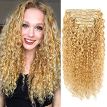 Imagem de FASHION LINE Grampo de cabelo humano brasileiro P27/613 de 45,72 cm em extensões de cabelo humano 100% virgem encaracolado em trama dupla 1 peça 100 g
