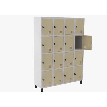 Imagem de Roupeiro De Aço Guarda-Volume Locker 16 Portas Montável Bege