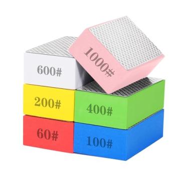 Imagem de Pacote com 6 almofadas de polimento manual de diamante, lixas de diamante com esponja de alta densidade, lixa para vidro, esponja de diamante para azulejo, madeira, pedra e cerâmica de mármore (grão