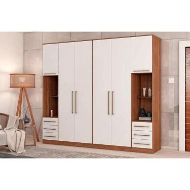 Imagem de Quarto Casal Modulado Irlanda 4 Peças (2 Armários + 2 Complementos) Qcm165 Amendola-branco - Demóbile