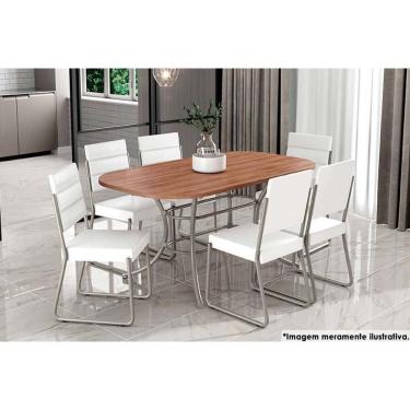 Imagem de Sala De Jantar 1547 Aço C- Tampo 160x90cm E 6 Cadeiras 1736 Branco-prata Carraro