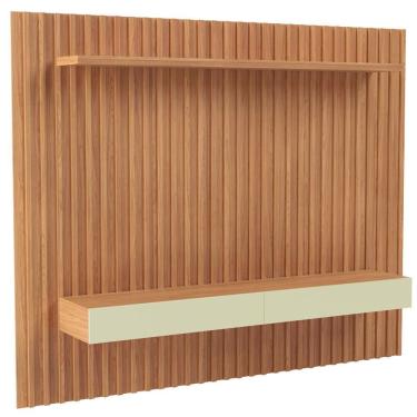 Imagem de Painel Ripado Para Tv 65 Pol 2 Gavetas 223cm Baraka D03 Freijó Off White - Lyam Decor