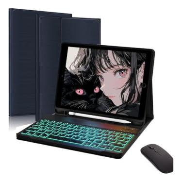 Imagem de Capa Tablet + Teclado Retroiluminado + Mouse Para Ipad Air4/Air5 10.9 Polegadas (preto, teclado retroiluminado)