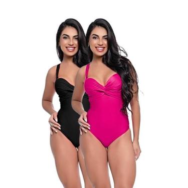 Imagem de Kit Maiô Feminino Bojo Fixo Transpassado Levanta Busto Praia - HYPE MO