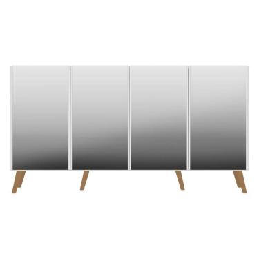 Imagem de Aparador Buffet Retrô Com Espelho Multimóveis Branco/natural