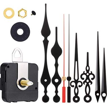 Imagem de Mecanismo de movimento do relógio de parede com mecanismo de movimento do relógio de parede, peças de reparo DIY com 3 pares diferentes de mãos (eixo de 0,79 polegada, preto vermelho)