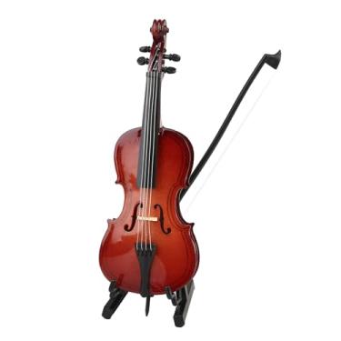 Imagem de Asixxsix Modelo de Violoncelo Em Miniatura, Enfeites de Artesanato de Pequenos Instrumentos de Madeira Com Estojo de Suporte de arcos, Estatuetas Colecionáveis Acessórios para Dollouse (20cm)