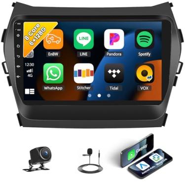 Imagem de [6 + 128 G] Estéreo automotivo Android 15 de 8 núcleos para Hyundai Santa Fe IX45 2013-2018 com carro sem fio e Android Auto, rádio automotivo de 22 polegadas com link espelhado, Bluetooth, FM/RDS