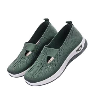 Imagem de Tênis De Caminhada Feminino Ortopédico De Malha Tênis De corrida Esportivo Atlético Sapatilhas sem cadarço Confortável Respirável Cinza metálico BR 35