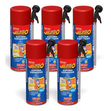Imagem de Espuma Expansiva Selante Vedatudo Dryko 300ml, Kit com 5