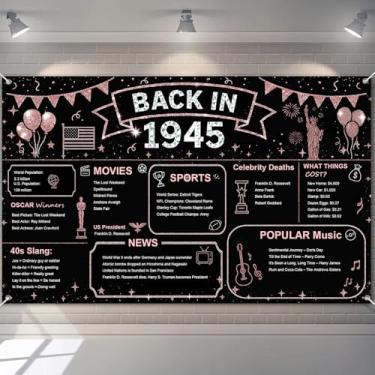 Imagem de BlissYard Back in 1945 Banner Decorações de aniversário de 87 anos 71 x 43 polegadas Feliz 87º aniversário ouro rosa glitter decorações banners históricos para aniversários, aniversário, celebração