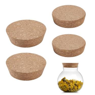 Imagem de AHANDMAKER Pacote com 4 rolhas grandes de cortiça, 2 tamanhos, 2,76 a 9,2 cm, tampas de pote de cortiça natural para potes de vidro, garrafas de vinho, cozinha doméstica, artesanato faça você mesmo