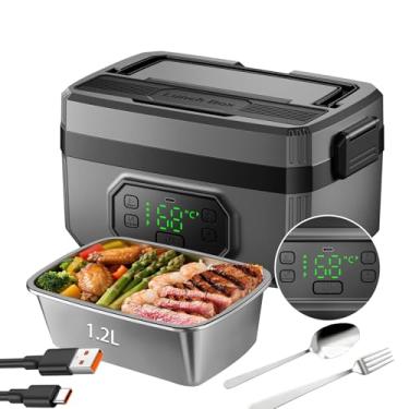 Imagem de Swingers Lancheira aquecida, lancheira com aquecimento automático de 1,2 l, alimentada por bateria, lancheira elétrica de 21000 mAh para adultos, uso no trabalho e em viagens (preta, 1,2 L)