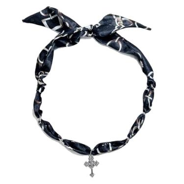 Imagem de Colar de cachecol Western Cowgirl, colar bandana com pingente banhado a ouro 14K, imitação de pérola, joia gargantilha feminina, Available sizes, cetim, sem pedras preciosas