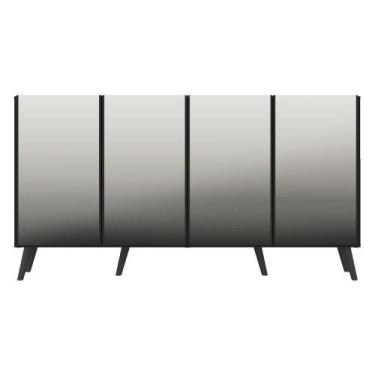 Imagem de Aparador Buffet Retrô Com Espelho Multimóveis Veneza Preto - MULTIMOVE