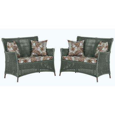 Imagem de 2 Sofás área Externa Igapó Alumínio Marrom Corda Náutica E6 Verde