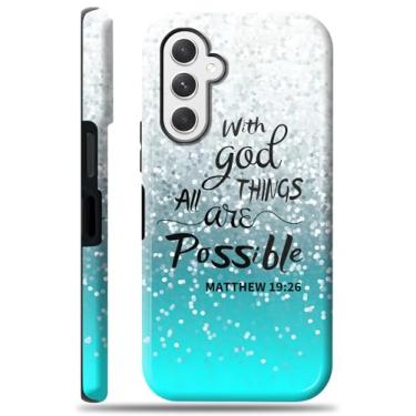 Imagem de Capa compatível com Samsung Galaxy A15 5G, capa de telefone com versículo bíblico cristão para meninas mulheres meninos homens, capa protetora durável de camada dupla à prova de choque para Samsung