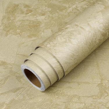 Imagem de LaCheery Papel de contato para bancada de mármore de 61 cm x 398 cm, papel de contato de mármore dourado bege para bancada de banheiro, papel de contato à prova d'água para bancadas, capa de mesa de
