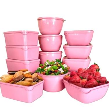 Imagem de Kit com 12 Potes Plasticos Para Alimentos Frezer Geladeira(ROSA)