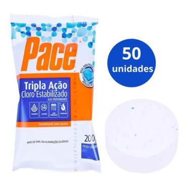 Imagem de kit 50 Pastilha de Cloro Pace Tripla Ação 200g HTH P/Piscina