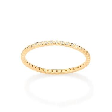 Imagem de Meia Aliança Rommanel Cravejada Zircônias 513204 313204, 24, Dourado