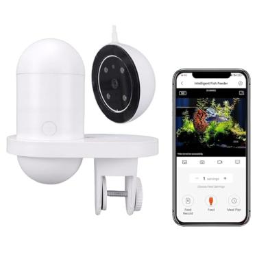 Imagem de Heayzoki Alimentador Automático de Peixes para Aquário, 2.4G 5G WiFi Distribuidor Automático de Comida de Peixe Duas Opções de Montagem Com Câmera 2.5K e Temporizador, Controle de
