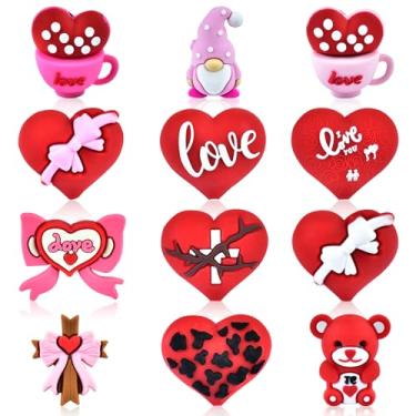 Imagem de WOZADU 12 peças de contas focais de silicone com tema de dia dos namorados 3D para canetas, contas a granel para fabricação de chaveiros, pulseiras, colares, suprimentos artesanais