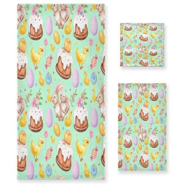 Imagem de xigua Conjunto de toalhas de banheiro de coelho aquarela absorvente macio 3 peças toalha de banho toalha de mão toalhas decorativas para banheiro, academia, hotel, praia, piscina