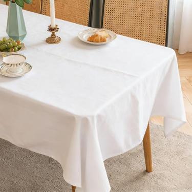 Imagem de Pacote com 2 panos de mesa de plástico premium descartáveis à prova d'água para festas, piqueniques de formatura (branca)