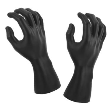 Imagem de Manequim de joias modelo de mão masculino preto dedo suporte de luva e organizador de anel para exibição de fotografia adereços