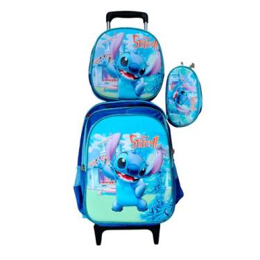 Imagem de Kit Mochila Infantil com Rodinhas em 3D + Lancheira Térmica + Estojo E