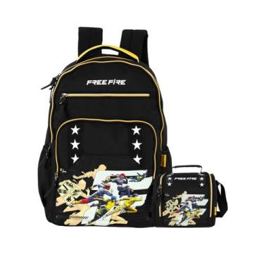 Imagem de kit Free Fire Mochila Costas + Lancheira Térmica Original, Preto